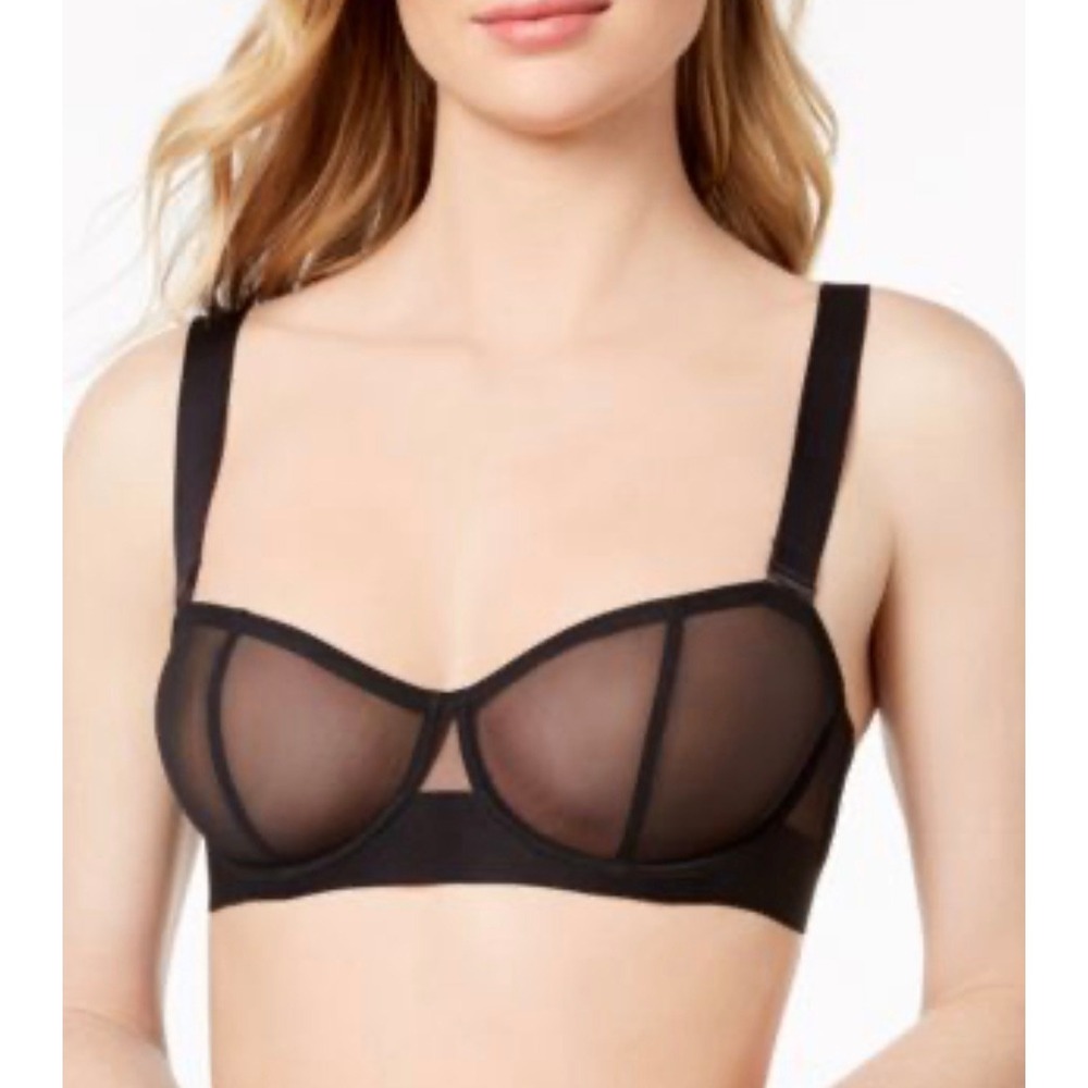 DKNY Women Sheers Strapless Mesh Bra Black Convertible Underwire DK4939 34DD